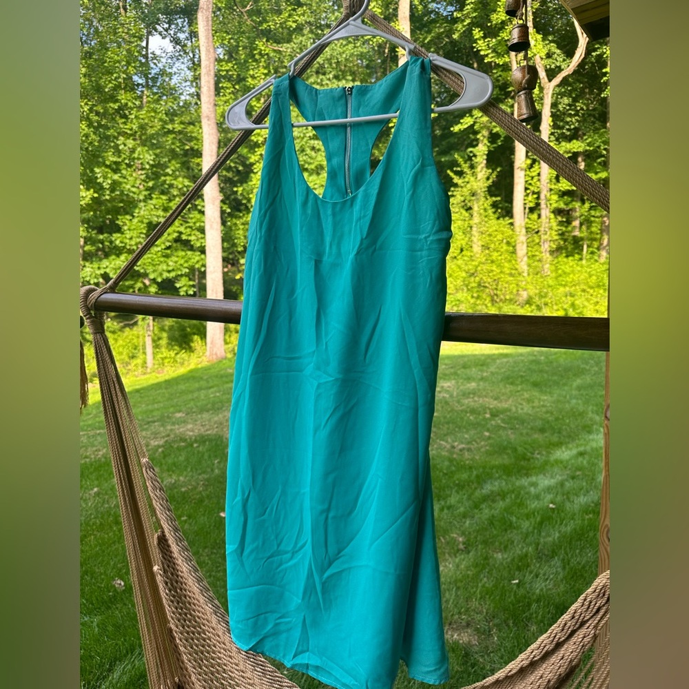 P.S. Love brand, S, midi halter style sleeveless dress. teal